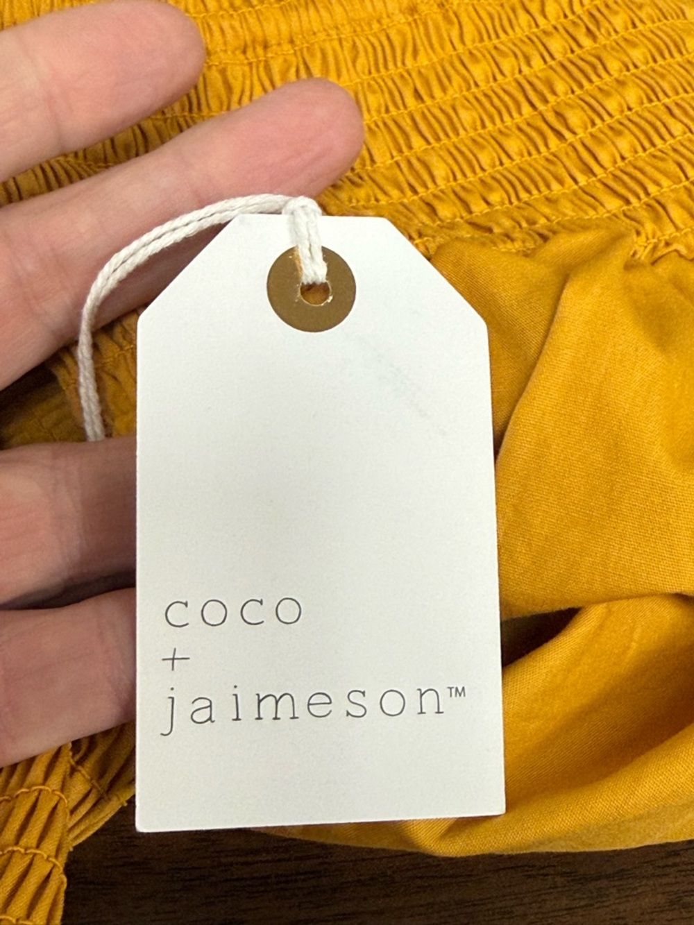 NWT Coco Jaimeson Smocked Crop Top Mustard Puff Sleeve Cottagecore Boho - Picture 10 of 11